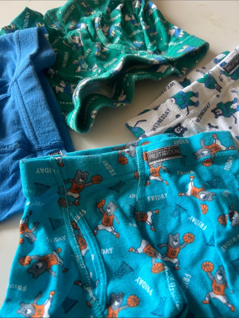 Fruit of the Loom Boys' Teal, Green & Blue Basketball Briefs (3-Pack)